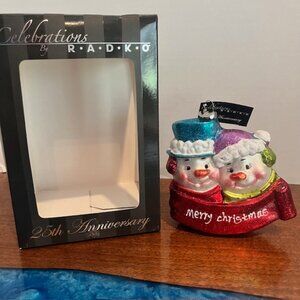 Christopher Radko Celebrations 25th Anniversary Snowman Couple Ornament NIB